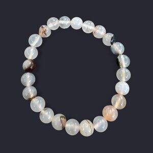 Flower Agate Gemstone Bead Bracelet 8mm